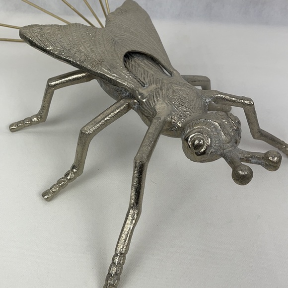 Large Decorative Silver Metal Winged Insect - Picture 5 of 7